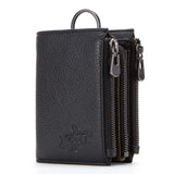 CONTACT'S 100% Genuine Leather RFID Men Wallet Zipper Large Capacity Coin Purse Male Mini Clutch Bag Card Holder Wallet
