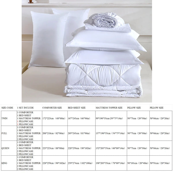 Premium 7-Piece King Bedding Set Durable Polyester Includes Mattress Topper Pillowcases Flat Sheet for Relaxation Simple