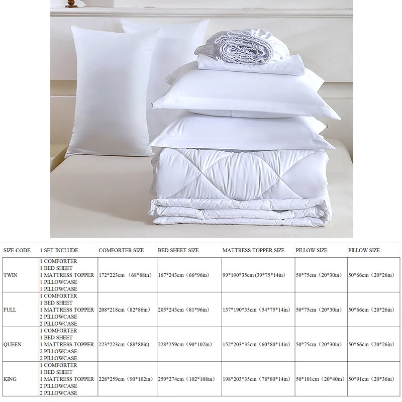 Premium 7-Piece King Bedding Set Durable Polyester Includes Mattress Topper Pillowcases Flat Sheet for Relaxation Simple