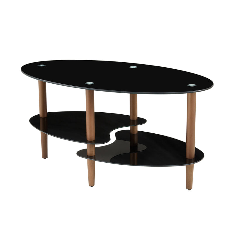 Living Room Sofa Table , Black Tempered Glass Coffee Table  with Aluminum Leg ,small Spaces