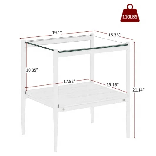New Tempered Glass Table,Two Side Tables Sets, Bedside Table Coffee Table Dining Table Set for Living Room Furniture