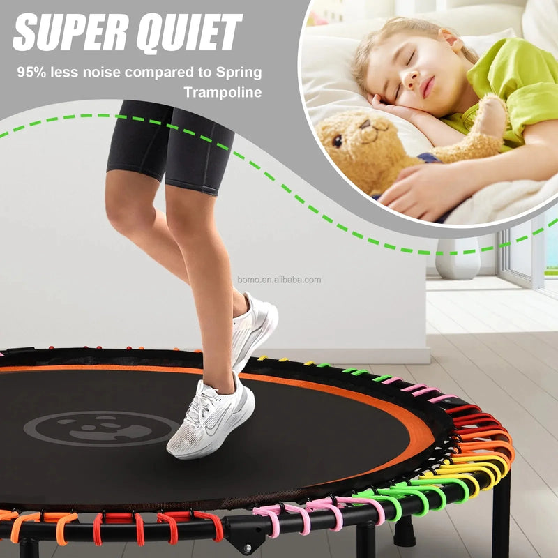 Zoshine 48-Inch Large Size Indoor Trampoline for Exercise Fitness Weight Loss Body Shaping Foldable Trampoline with Tension Rope