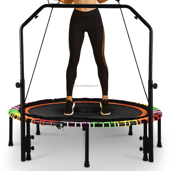 Zoshine 48-Inch Large Size Indoor Trampoline for Exercise Fitness Weight Loss Body Shaping Foldable Trampoline with Tension Rope