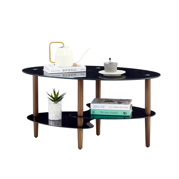 Living Room Sofa Table , Black Tempered Glass Coffee Table  with Aluminum Leg ,small Spaces , Ready Stock Free ShiPping