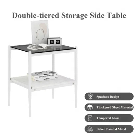 New Tempered Glass Table,Two Side Tables Sets, Bedside Table Coffee Table Dining Table Set for Living Room Furniture