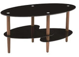 Living Room Sofa Table , Black Tempered Glass Coffee Table  with Aluminum Leg ,small Spaces
