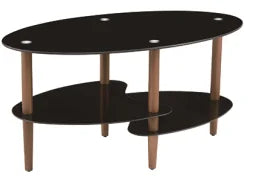 Living Room Sofa Table , Black Tempered Glass Coffee Table  with Aluminum Leg ,small Spaces