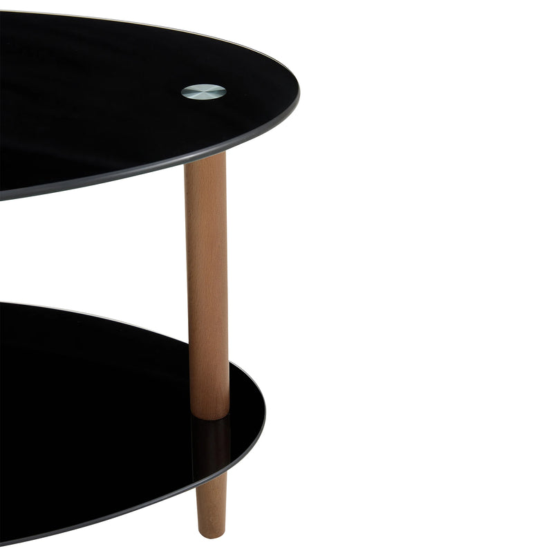 Living Room Sofa Table , Black Tempered Glass Coffee Table  with Aluminum Leg ,small Spaces