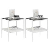 New Tempered Glass Table,Two Side Tables Sets, Bedside Table Coffee Table Dining Table Set for Living Room Furniture