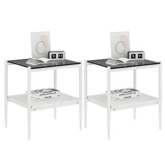 New Tempered Glass Table,Two Side Tables Sets, Bedside Table Coffee Table Dining Table Set for Living Room Furniture