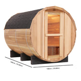 Helius in stock cedar wooden barrel outdoor sauna 4 person traditional steam sauna with electric harvia heater for spa