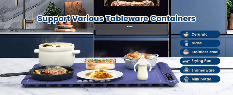 Roll up food heating pad - Level 4 temperature fast heating silicone hot plate, lifting feet to protect the dining table