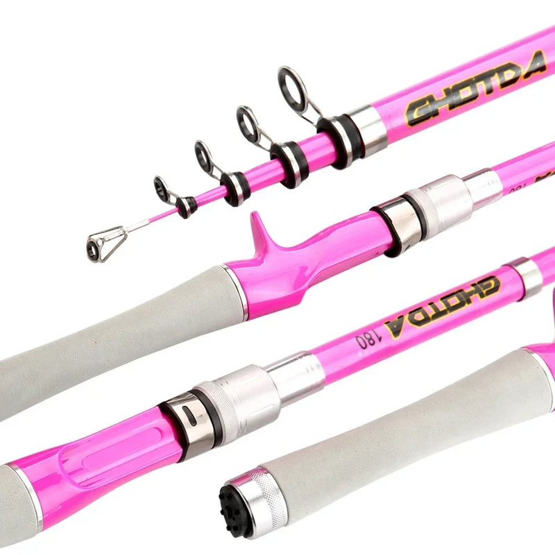 Trout Pesca Fishing Rod and Reel Combo 1.5m1.8m 2.1m 2.4m Carbon Fibe Lure Rods and 5.2:1 Spinning Wheel 7.2:1 Baitcasting Reels