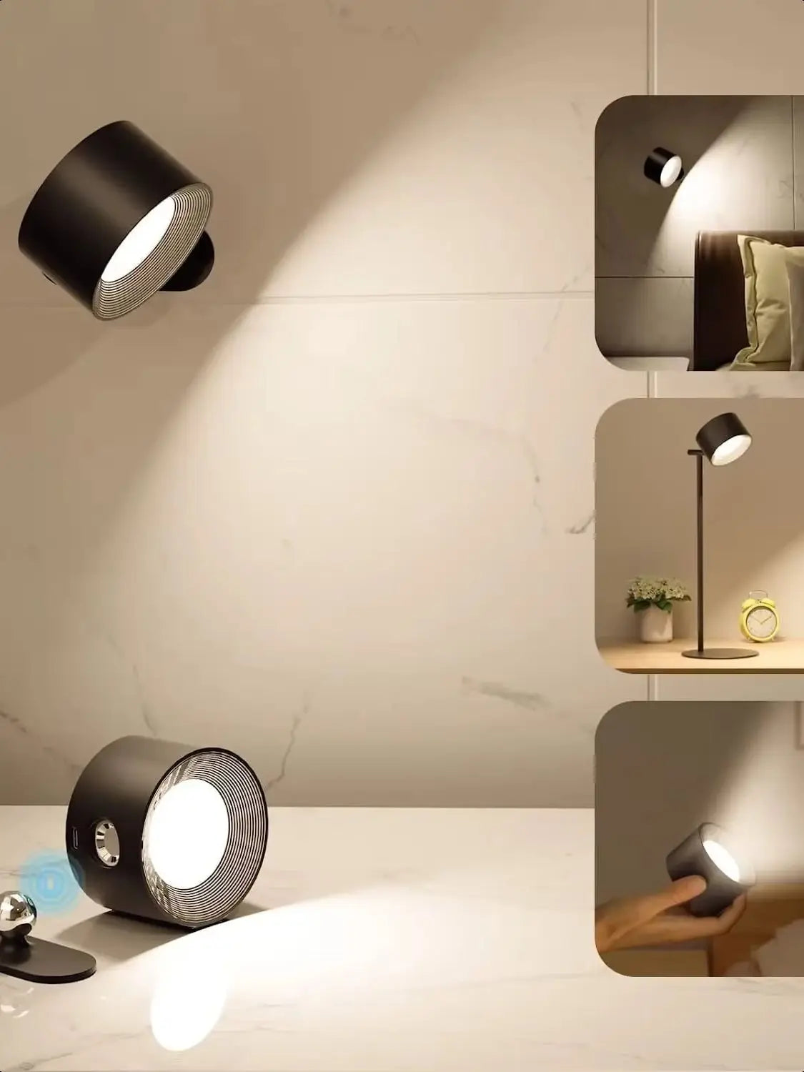 LED Wall Sconces light, 3 Brightness Levels 3 Color Modes Wall Lights, 2000mAh Battery Operated 360° Rotatable Touch Control