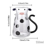 Cow Glass Water Pitcher Bedside Milk Carafe with Cup Glass Cute Cow Glass Tea Pitcher Kettle Jug Water Carafe for Midnight Drink