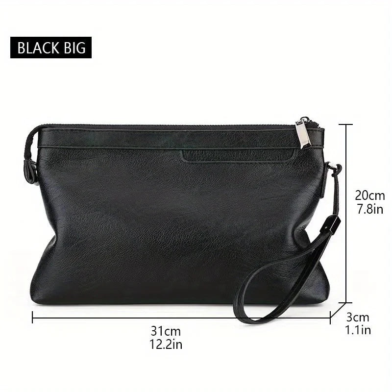 Stylish Solid Color Handbag, Minimalist Clutch Bag For Women, Soft PU Leather Wristlet Purse