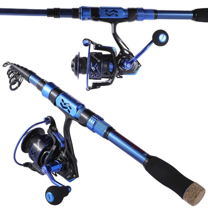 Sougayilang Fishing Rod Reel Combo 1.8-3.0m 24 Ton Carbon Fibre Telescopic Fishing Rod 1000-4000 12+1BB Spinning Reels Set Pesca