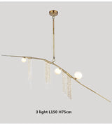 Nordic Designer G9 Chandelier Gold Tassel Led Glass Pendant Chandelier Lighting Living Room Rod Hanging Lamp Fixtures Room Decor