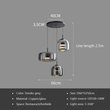 Nordic Glass Led Pendant Light Light Luxury Smoke Grey Hanging Light Fixtures Bedroom Modern Luminaire Suspension Lamp
