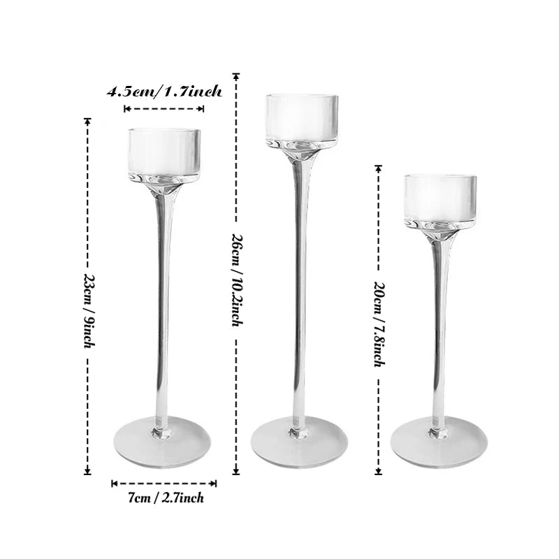 3PCS/Set Glass Candle Holders Candlestick for Wedding Table Center Stander Elegant Centerpieces Home Wedding Decor Accessories