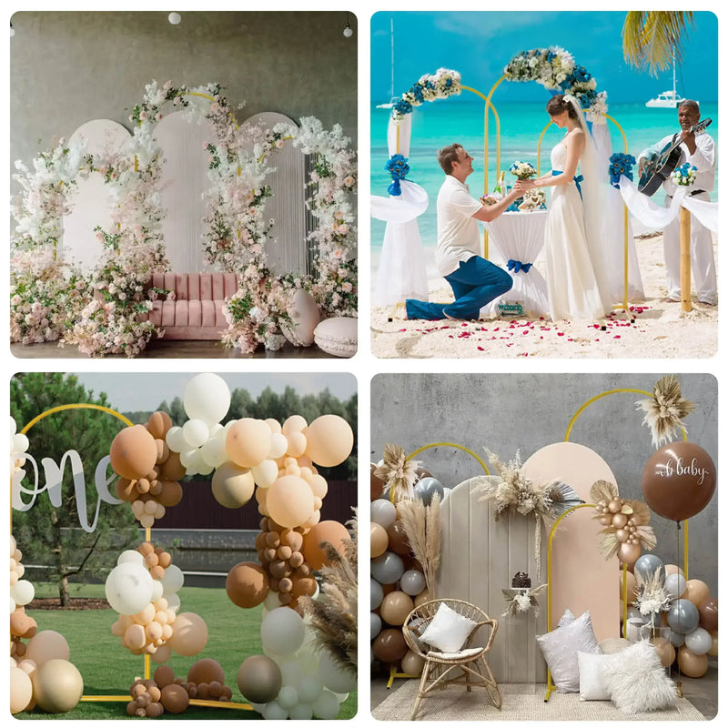 3Pcs Gold Metal Backdrop Arch Stands Wedding Decoration Party Supplies Balloon Support Frames Birthday Photo Background Props