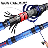 Sougayilang Fishing Rod Reel Combo 1.8-3.0m 24 Ton Carbon Fibre Telescopic Fishing Rod 1000-4000 12+1BB Spinning Reels Set Pesca