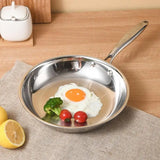 Stainless Steel Frying Pan Non-Stick Pan Fried Steak Pot Uncoated Kitchen Cookware For Home Gas Stove and Induction Cooker