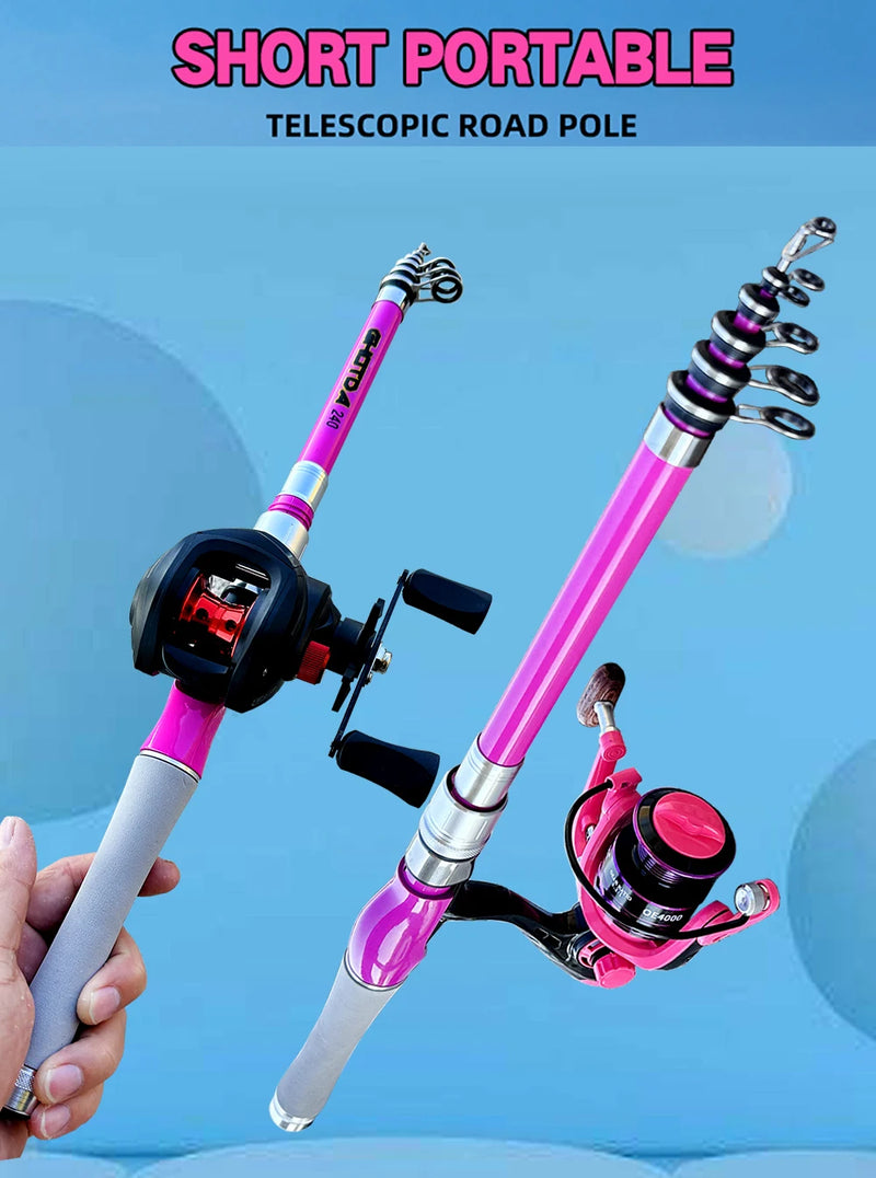 Trout Pesca Fishing Rod and Reel Combo 1.5m1.8m 2.1m 2.4m Carbon Fibe Lure Rods and 5.2:1 Spinning Wheel 7.2:1 Baitcasting Reels