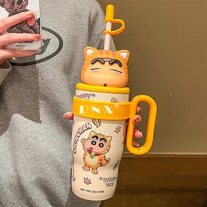 New Crayon Shin-chan Cute Cartoon Sakurada Nene Vacuum Cup Kawaii High-Capacity Water Cup Lovely Periphery Home Decor Gifts
