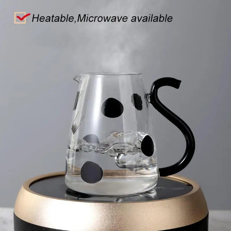 Cow Glass Water Pitcher Bedside Milk Carafe with Cup Glass Cute Cow Glass Tea Pitcher Kettle Jug Water Carafe for Midnight Drink