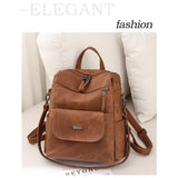 Large Women Backpack Purse Anti-theft Fashion Casual Lightweight Ladies Travel PU Washed Leather Ladies Rucksack Shoulder Bag