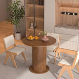 31.5 inch Round Dining Table for 2, Modern Farmhouse Kitchen Table, Small Circle Dining Tables with Wood Strip Base for Kitchen