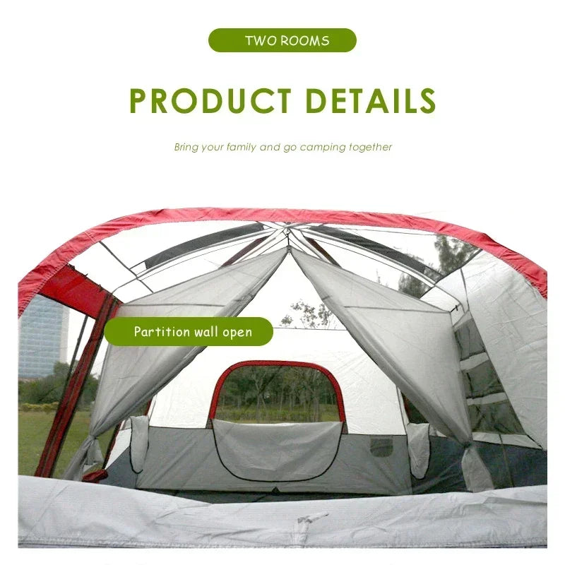 Waterproof Tarpaulin Camping Large Tent Homful Camps Outdoor Ultralight House 8 Person Travel Beach Sheltered Multi-Room Tent