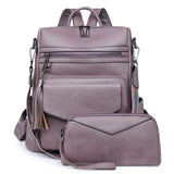 Womens Backpack Purse Leather Backpack Purse Fringe Design For Women Travel Fashion Designer Ladies Shoulder Bags 2 Pieces