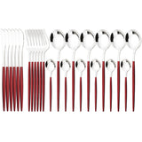 24Pcs Dinnerware Set Stainless Steel Tableware Knife Fork Tea Spoon Cutlery Set Multiple Colour Silverware Kitchen Flatware Set