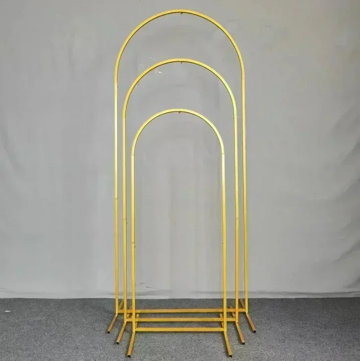 3Pcs Gold Metal Backdrop Arch Stands Wedding Decoration Party Supplies Balloon Support Frames Birthday Photo Background Props