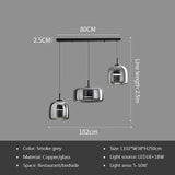 Nordic Glass Led Pendant Light Light Luxury Smoke Grey Hanging Light Fixtures Bedroom Modern Luminaire Suspension Lamp