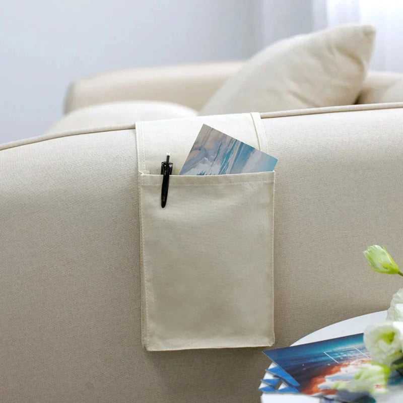 Cotton Linen Bedside  Bag Organizer Bed Desk Sofa TV Control Hanging Holder Pockets