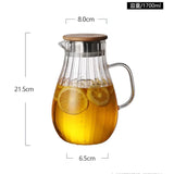 Large-capacity High Borosilicate Vertical Stripes Glass Cold Kettle Lemon Water Bottle Beverage Juice Drink Jug Home Pitcher