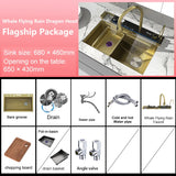 Stainless Steel Waterfall Kitchen Sink New Embossed Extra Large Single Slot Modern Digital Display Dishwashing Basin