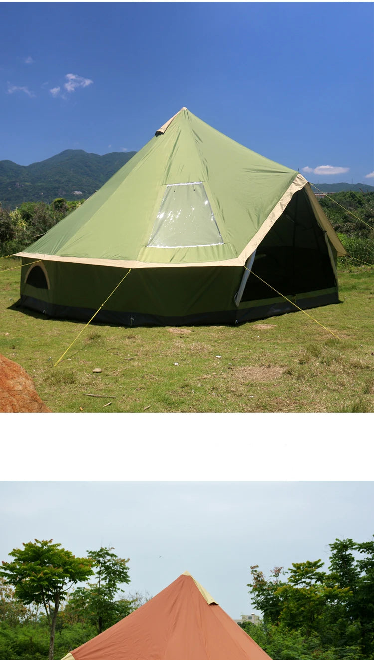 6-10Persons Glaming Luxury Mongolia Yurt Family Travel Hiking Antistorm Outdoor Camping Castle Tent Silver Coated UV Function