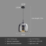 Nordic Glass Led Pendant Light Light Luxury Smoke Grey Hanging Light Fixtures Bedroom Modern Luminaire Suspension Lamp