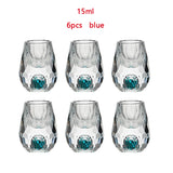 4/6pcs Diamond Crystal Liquor Glasses Set Vodka Shot Glass Wine Glasses Whiskey Glass Spirits Sake Soju Brandy Tea Cup 15ml