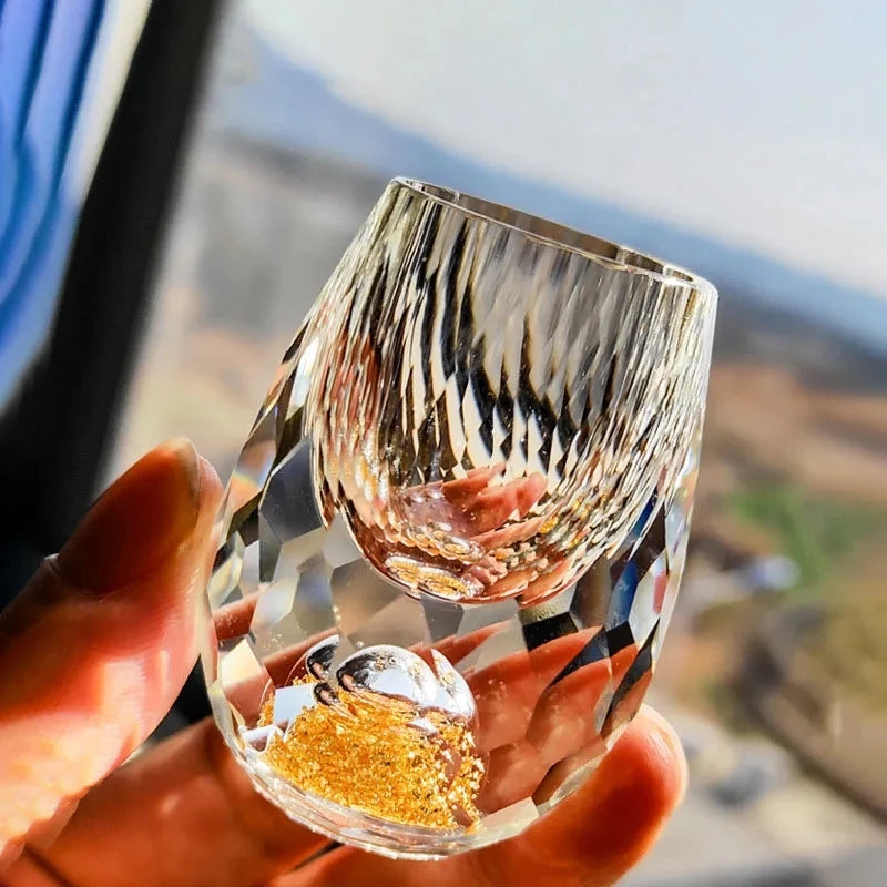 4/6pcs Diamond Crystal Liquor Glasses Set Vodka Shot Glass Wine Glasses Whiskey Glass Spirits Sake Soju Brandy Tea Cup 15ml