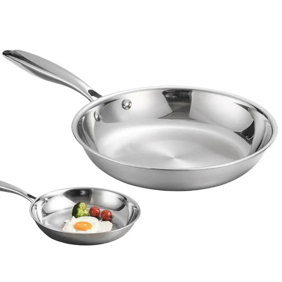 Stainless Steel Frying Pan Non-Stick Pan Fried Steak Pot Uncoated Kitchen Cookware For Home Gas Stove and Induction Cooker