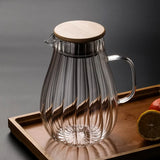 Large-capacity High Borosilicate Vertical Stripes Glass Cold Kettle Lemon Water Bottle Beverage Juice Drink Jug Home Pitcher
