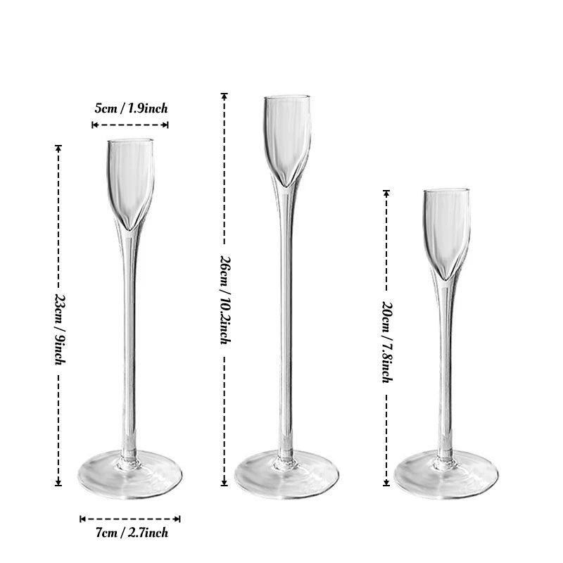 3PCS/Set Glass Candle Holders Candlestick for Wedding Table Center Stander Elegant Centerpieces Home Wedding Decor Accessories