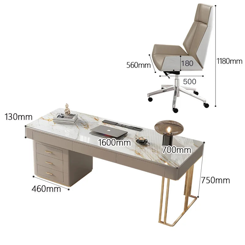 Rock Slab Desk Small Apartment Scandinavian Study Luxury Office Desk Computer Desk Modern Writing Desk Desk Home