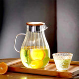 Large-capacity High Borosilicate Vertical Stripes Glass Cold Kettle Lemon Water Bottle Beverage Juice Drink Jug Home Pitcher
