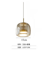 Nordic Glass Led Pendant Light Light Luxury Smoke Grey Hanging Light Fixtures Bedroom Modern Luminaire Suspension Lamp